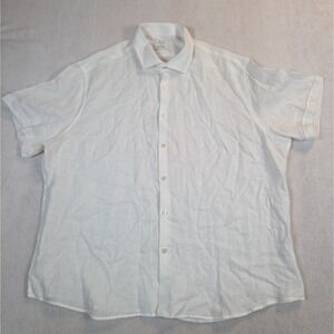 Murano Baird McNutt Shirt Mens 2XL white Linen Short Sleeve Button Up resort